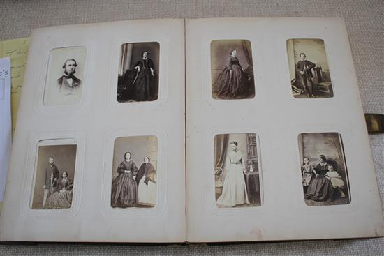 A Victorian photograph album containing 224 cabinet photographs of military figures, politicians, dignitaries, etc., qto, green moroc